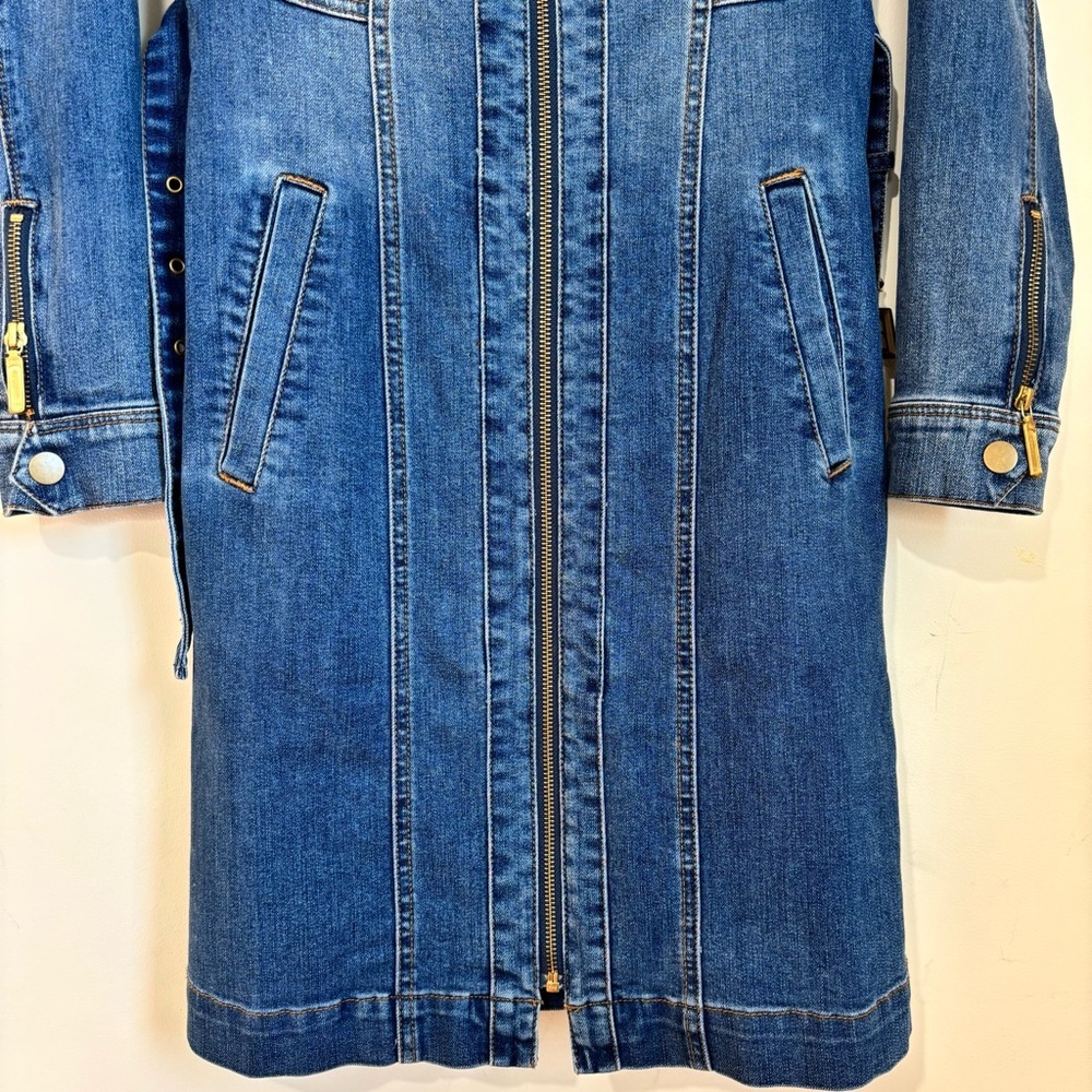 BWT INC International Concepts denim blue shirtdress gold zipper trench dress 2 - Picture 8 of 16